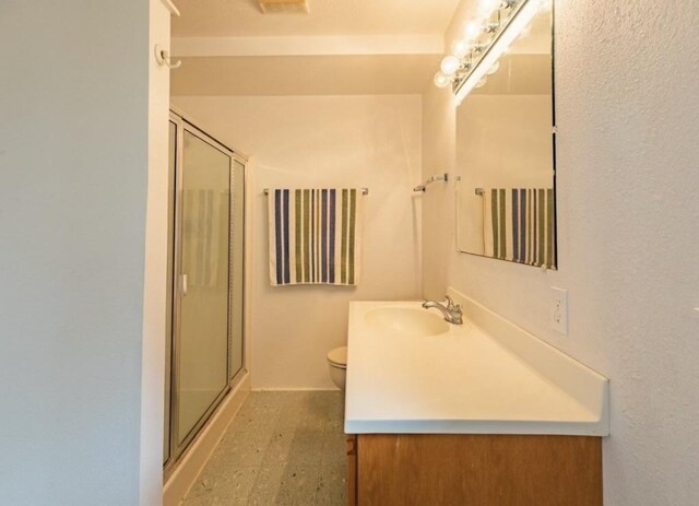 17-7860 Kulani Rd, Mountain View, HI 96771 - bathroom featuring a shower stall, vanity, and toilet