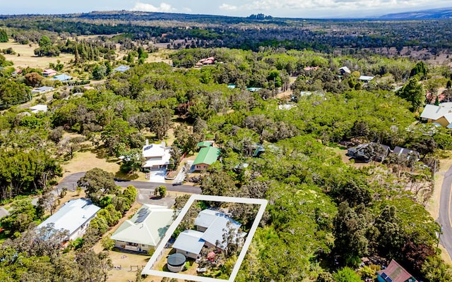 99-7715 Kalehua Pl, Volcano, HI 96778 - aerial perspective of suburban area featuring property parcel outlined and a heavily wooded area