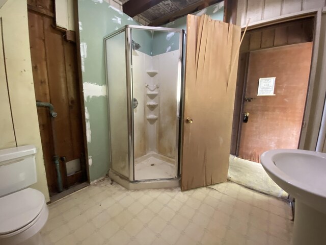 87-474 Kaohe Rd, Captain Cook, HI 96704 - full bath featuring a stall shower, toilet, and tile patterned floors