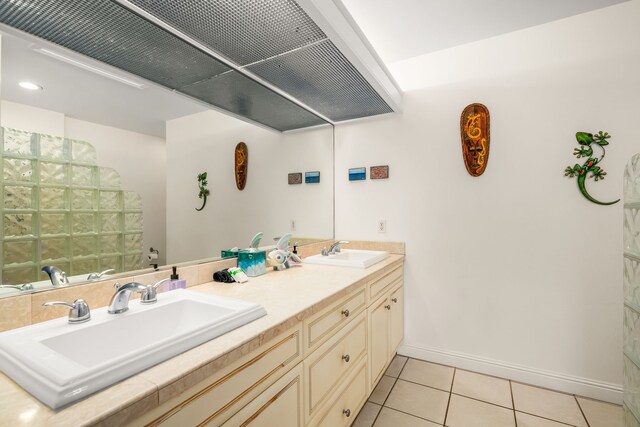 4141 Lei O Papa Rd Unit 50, Princeville, HI 96722 - bathroom featuring double vanity, tile patterned floors, and baseboards