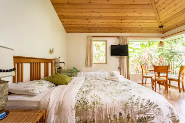 11-3828 2nd St, Volcano, HI 96785 - bedroom featuring vaulted ceiling and wood ceiling