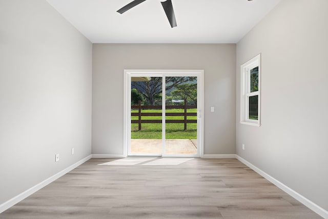 850 Kamalu Rd, Kapaa, HI 96746 - unfurnished room featuring ceiling fan, light wood-type flooring, and baseboards