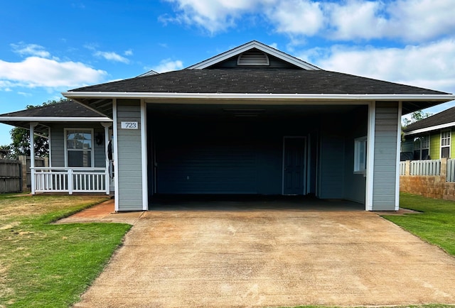 723 Laulea St, Eleele, HI 96705 - single story home with driveway, a shingled roof, and covered porch