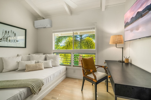 5108 Opelu St, Hanalei, HI 96714 - bedroom with a wall mounted air conditioner and wood finished floors