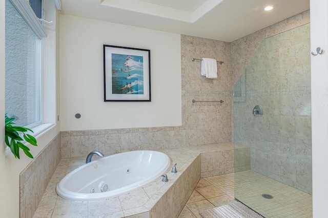 4100 Queen Emmas Dr Unit 7, Princeville, HI 96722 - full bathroom featuring a jetted tub and a walk in shower