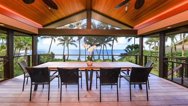 5-7834 Kuhio Hwy, Hanalei, HI 96714 - sunroom / solarium with a water view and lofted ceiling