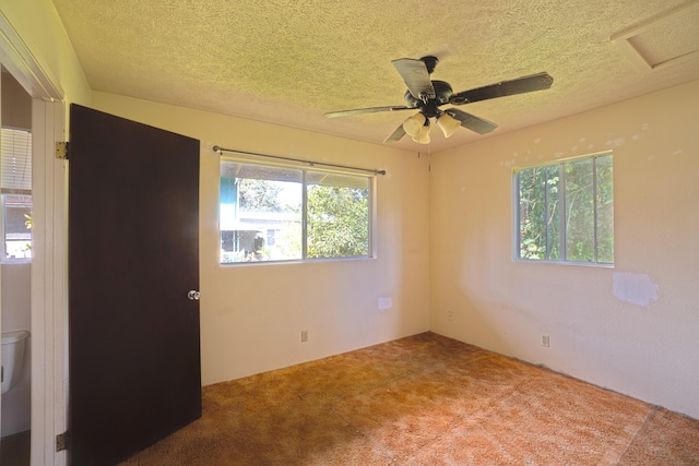 14-3435 Nanawale Blvd, Pahoa, HI 96778 - unfurnished room featuring plenty of natural light, carpet floors, a textured ceiling, a ceiling fan, and attic access