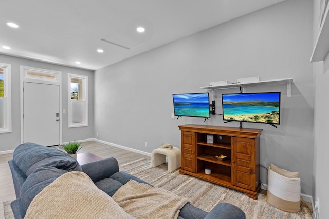 99 Kamalii St, Hilo, HI 96720 - living area featuring recessed lighting, baseboards, wood finished floors, and attic access