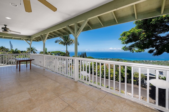 77-6451 Marlin Rd, Kailua-Kona, HI 96740 - balcony with a ceiling fan and a water view