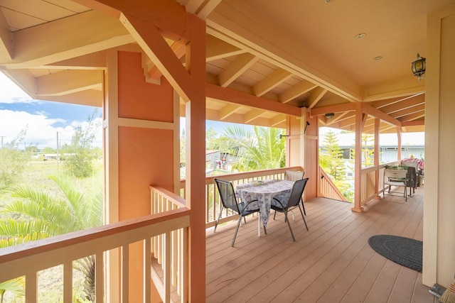 12-7059 Puulena St, Pahoa, HI 96778 - wooden terrace with outdoor dining area