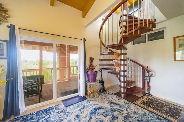 12-7059 Puulena St, Pahoa, HI 96778 - stairs featuring baseboards and lofted ceiling