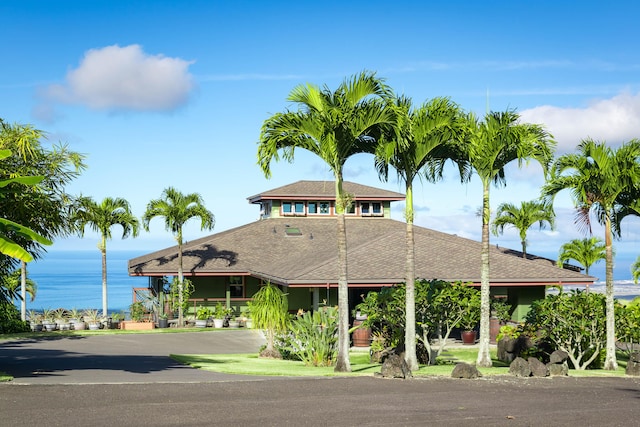 74-1026 Lawaia Rd, Holualoa, HI 96725 - view of front of property featuring roof with shingles and a water view