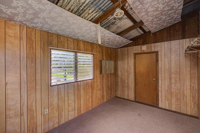15-2026 33rd Ave, Keaau, HI 96749 - carpeted empty room with wooden walls and vaulted ceiling