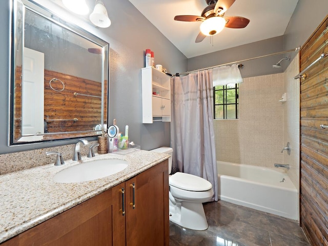 74-5114 Kumakani St, Kailua-Kona, HI 96740 - bathroom with shower / bath combo with shower curtain, toilet, vanity, and a ceiling fan