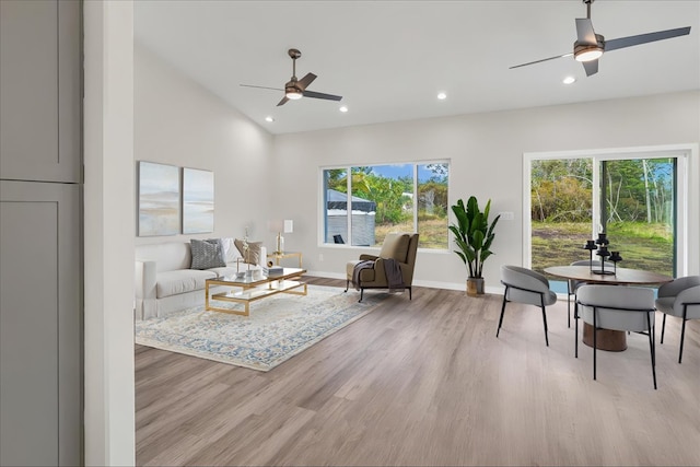 15-1517 Beach Rd, Keaau, HI 96749 - living area with ceiling fan, plenty of natural light, light wood-style flooring, recessed lighting, and baseboards
