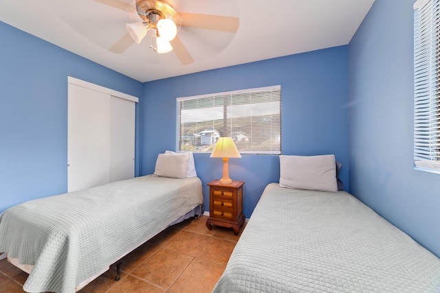 88-198 Aoao Ave, Captain Cook, HI 96704 - bedroom with a closet, tile patterned flooring, and ceiling fan