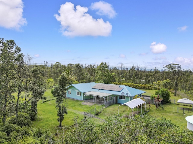 16-484 Laniuma St, Keaau, HI 96749 - aerial view of property and surrounding area featuring a forest