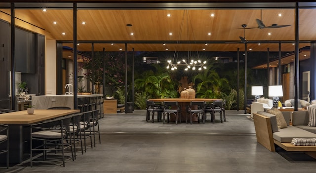 73-2210 Ala Kohanaiki, Kailua Kona, HI 96740 - view of patio / terrace with outdoor dining space, a bar, and a ceiling fan
