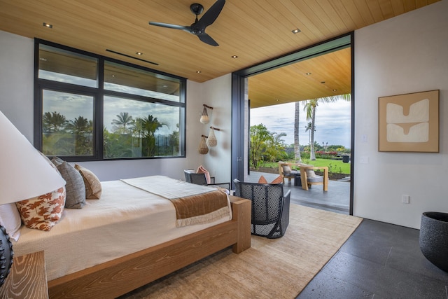 73-2210 Ala Kohanaiki, Kailua Kona, HI 96740 - bedroom with expansive windows, access to outside, and wood ceiling