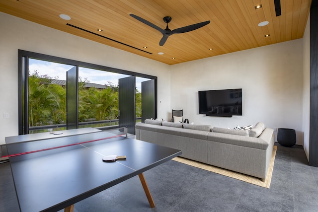 73-2210 Ala Kohanaiki, Kailua Kona, HI 96740 - recreation room featuring recessed lighting, wooden ceiling, and ceiling fan