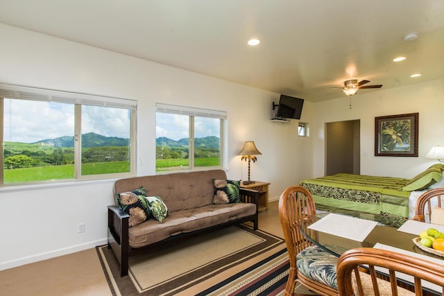 4737-C Koloa Rd Unit 6, Koloa, HI 96756 - living area with healthy amount of natural light, recessed lighting, baseboards, and a ceiling fan