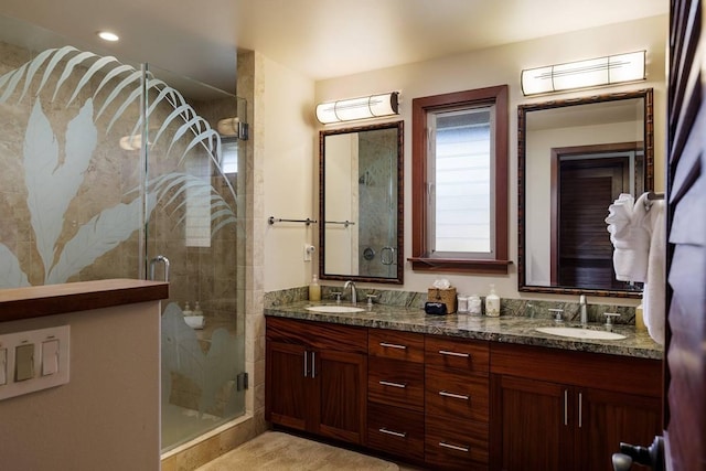 69-1648 Puako Beach Dr, Kamuela, HI 96743 - bathroom with double vanity and a stall shower