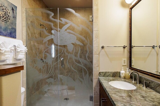 69-1648 Puako Beach Dr, Kamuela, HI 96743 - full bath featuring vanity, a stall shower, and toilet