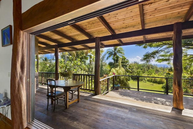 12-7155 Loke Pl, Pahoa, HI 96778 - wooden terrace featuring outdoor dining space