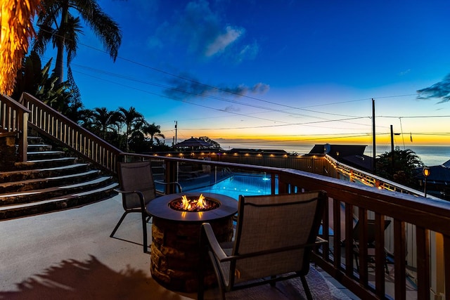 77-6469 Marlin Rd, Kailua-Kona, HI 96740 - view of swimming pool featuring an outdoor fire pit, stairway, and a patio area