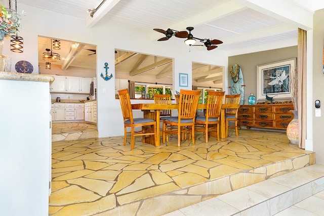 77-6469 Marlin Rd, Kailua-Kona, HI 96740 - dining area featuring stone flooring and a ceiling fan