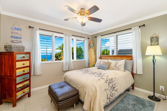 77-6469 Marlin Rd, Kailua-Kona, HI 96740 - bedroom with crown molding, baseboards, and a ceiling fan