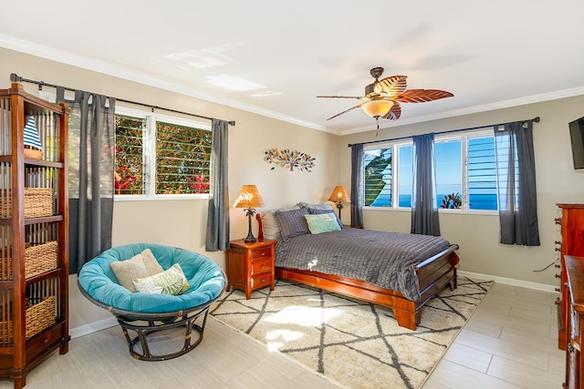 77-6469 Marlin Rd, Kailua-Kona, HI 96740 - bedroom with ornamental molding, baseboards, and ceiling fan