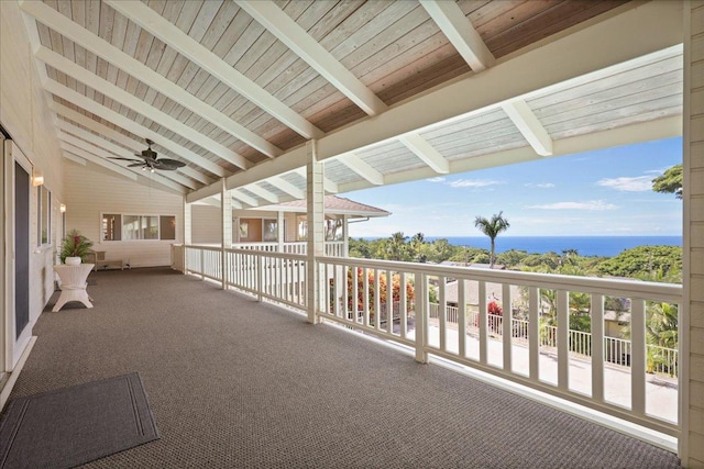 75-389 Hoene St, Kailua-Kona, HI 96740 - balcony featuring a water view and a ceiling fan