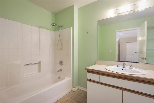 75-389 Hoene St, Kailua-Kona, HI 96740 - bathroom featuring tile patterned floors, vanity, bathing tub / shower combination, and baseboards
