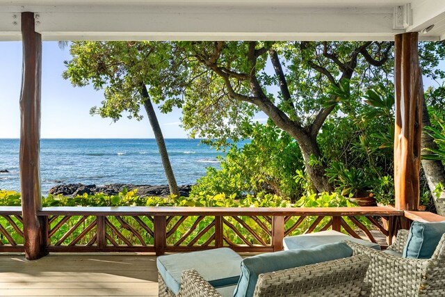 69-1708 Puako Beach Dr, Kamuela, HI 96743 - wooden deck with a water view