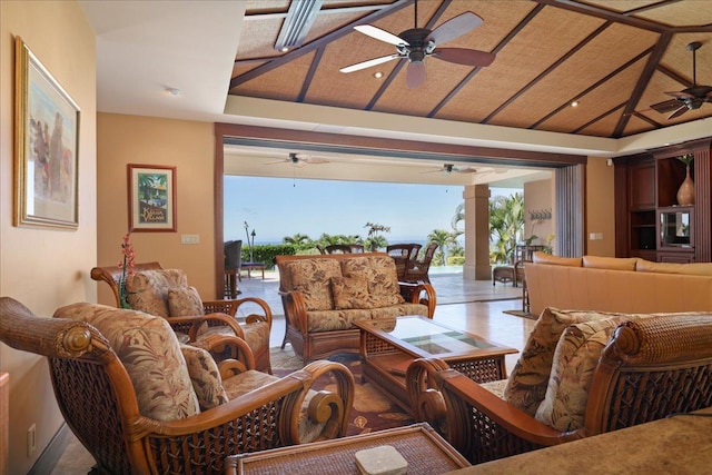 78-7024 Ola Mau St, Kailua-Kona, HI 96740 - living area featuring ceiling fan and decorative columns