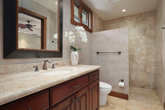 78-7024 Ola Mau St, Kailua-Kona, HI 96740 - bathroom featuring vanity, walk in shower, and recessed lighting