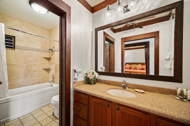 2253 Poipu Rd Unit 101, Koloa, HI 96756 - ensuite bathroom featuring vanity, toilet, shower / bath combo with shower curtain, and tile patterned floors