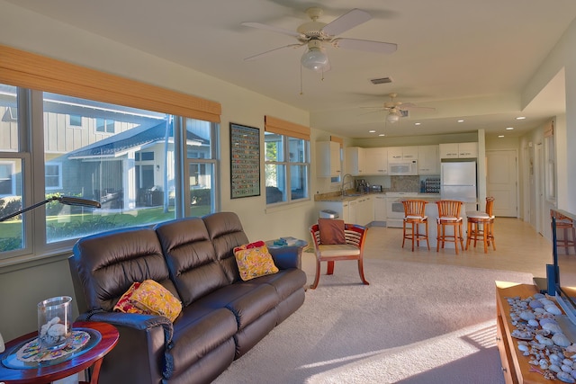 78-6833 Alii Dr Unit E5, Kailua-Kona, HI 96740 - living room featuring ceiling fan and recessed lighting