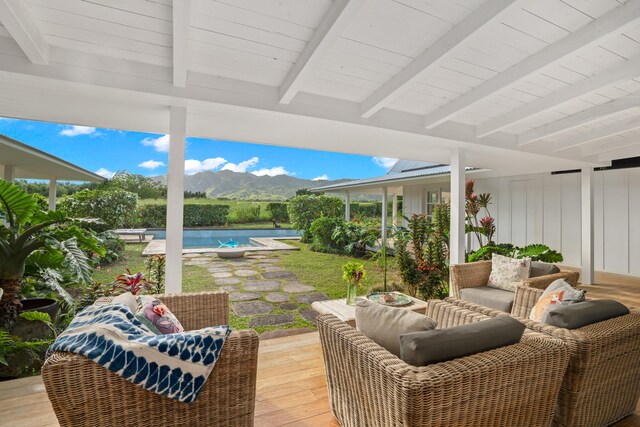 7465-C Koolau Rd, Kilauea, HI 96754 - view of patio with a mountain view and an outdoor hangout area