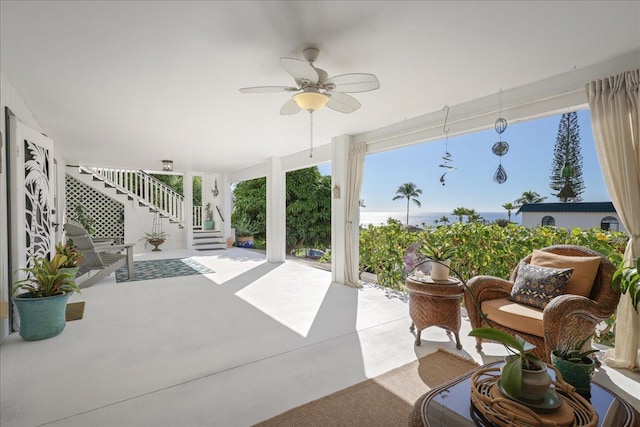 76-6309 Haku Pl, Kailua-Kona, HI 96740 - view of patio with a ceiling fan and stairs