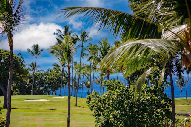 78-6800 Alii Dr Unit 7304, Kailua-Kona, HI 96740 - view of property's community featuring a water view, a lawn, and view of golf course