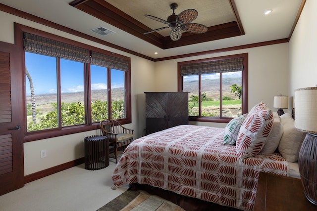 62-3600 Amaui Pl Unit K202, Kamuela, HI 96743 - bedroom with carpet floors, a tray ceiling, baseboards, recessed lighting, and ceiling fan