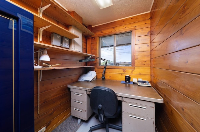 1890 Kaiao St, Hilo, HI 96720 - home office with wood walls and a textured ceiling