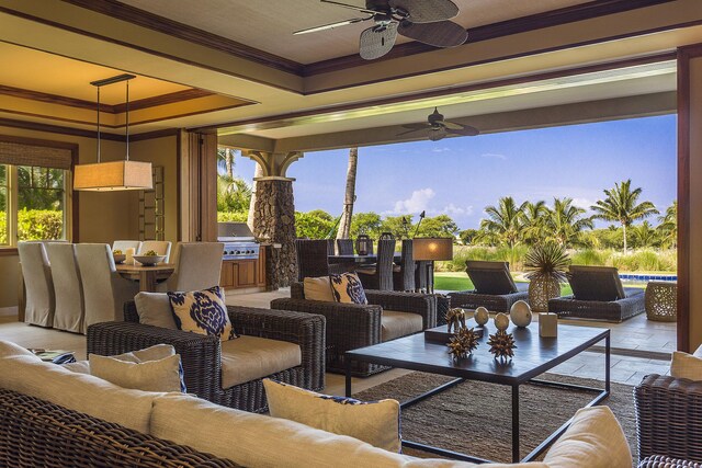62-3947 Kaunaoa Iki Rd Unit 7A, Kamuela, HI 96743 - view of patio / terrace with ceiling fan and an outdoor living space