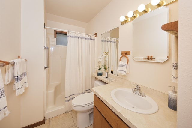 19-4235 Wright Rd, Volcano, HI 96785 - full bath featuring vanity, tile patterned flooring, toilet, and curtained shower
