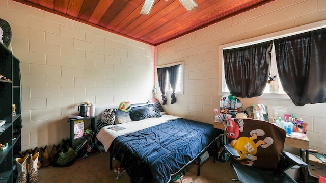 4460 Punee Rd Unit A, Koloa, HI 96756 - bedroom featuring wood ceiling and concrete block wall