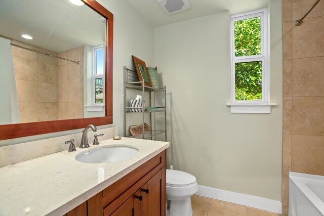 2611 Kiahuna Plantation Dr Unit 6M, Koloa, HI 96756 - bathroom with tile patterned floors, vanity, toilet, baseboards, and shower / tub combination