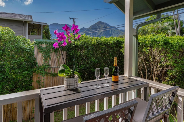 4465 Aku Rd, Hanalei, HI 96722 - wooden terrace with a mountain view