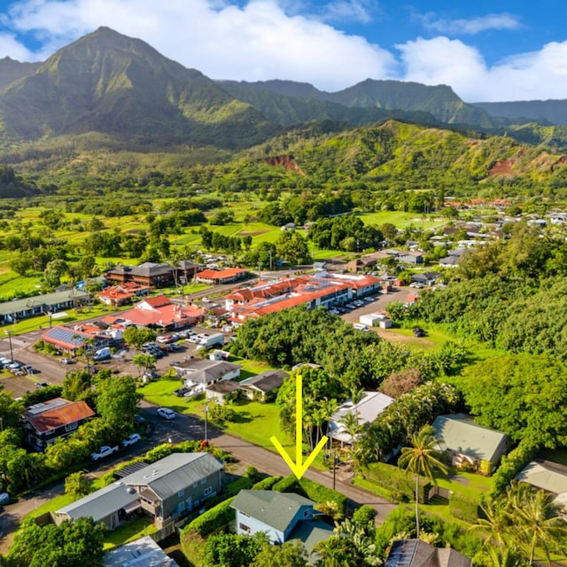 4465 Aku Rd, Hanalei, HI 96722 - aerial view of residential area featuring a mountainous background
